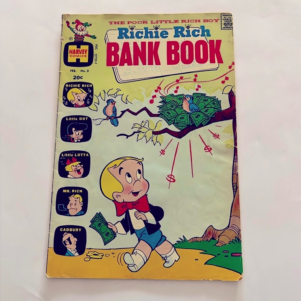 Richie Rich Harvey COMIC BOOK Feb 1972 No. 3 Vintage Bank Book